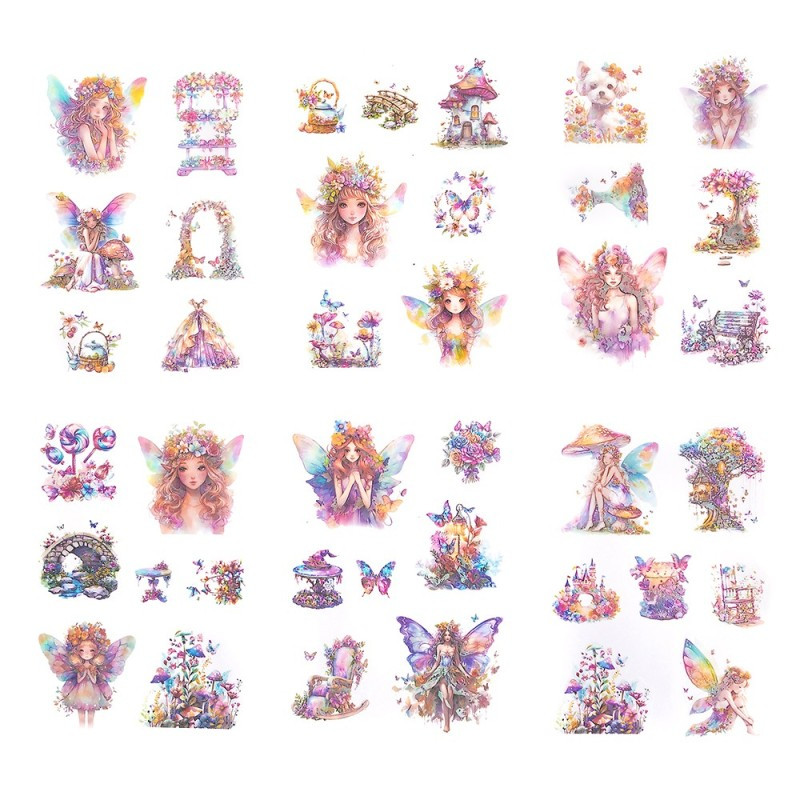 Naklejki połyskujące PET Wróżki (6 arkuszy) - Rainbow DPNK-254 Dalprint